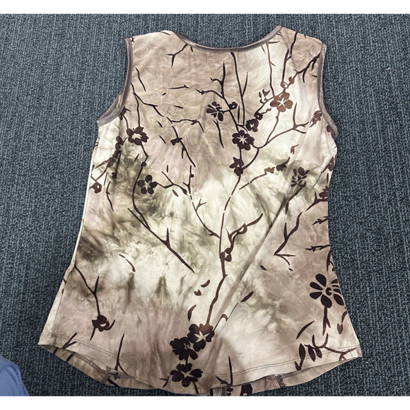 Roz & Ali Sleeveless Brown Floral Corset-Style Top Size Small Fairy Grunge Y2K - Picture 5 of 6